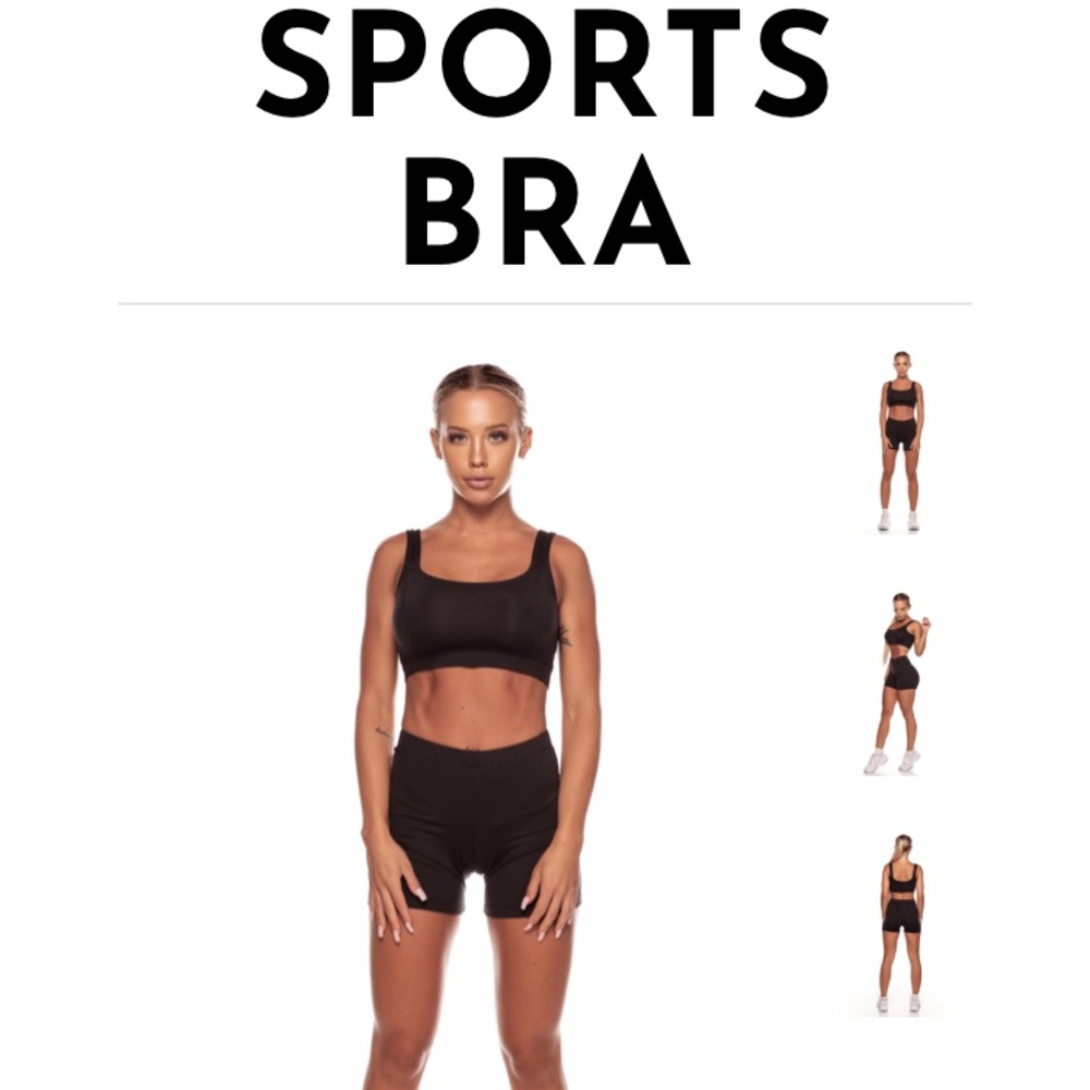 Saski Collection Black square neck sports bra S